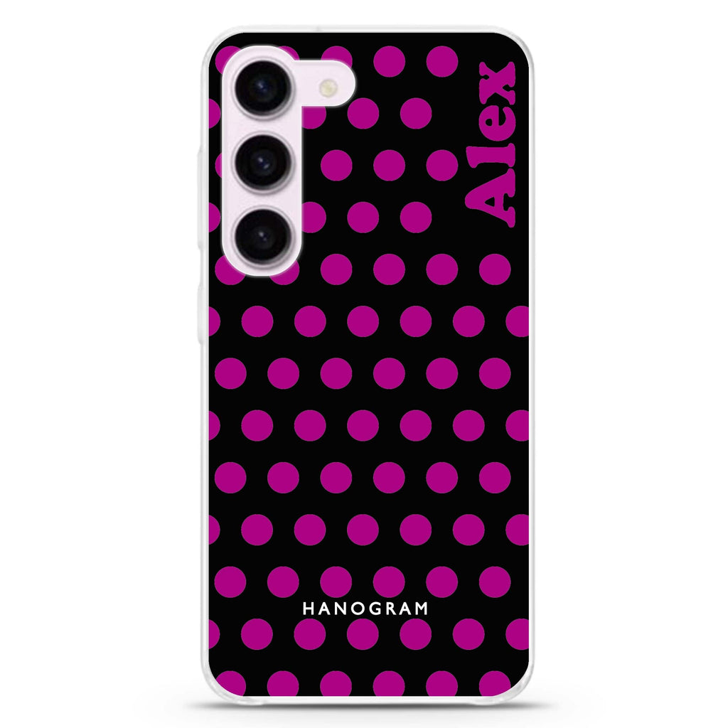 Wave Dots personalized ultra-clear case for Samsung Galaxy S23/S22, front view