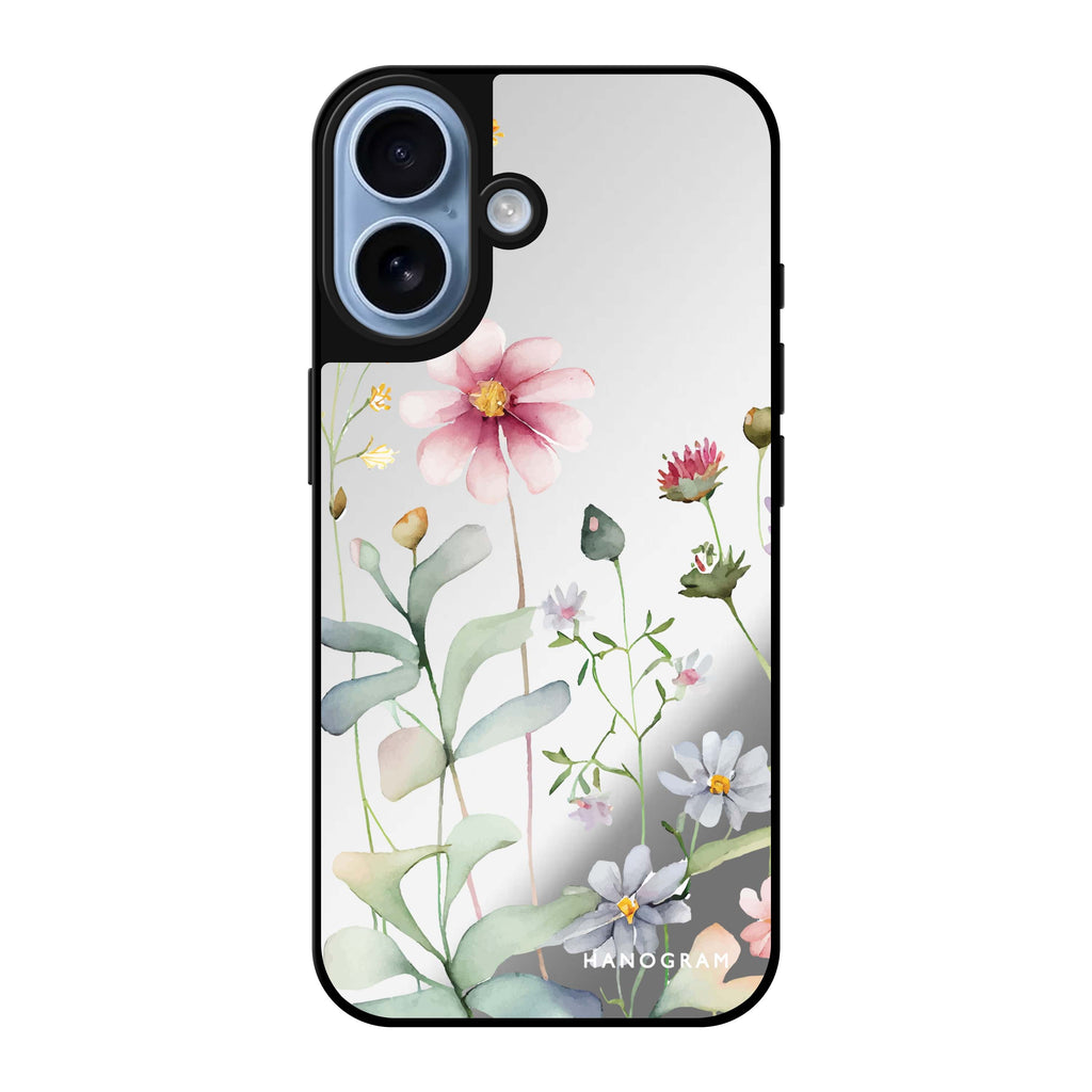 Reflective iPhone 16 Mirror Case –Floral Design