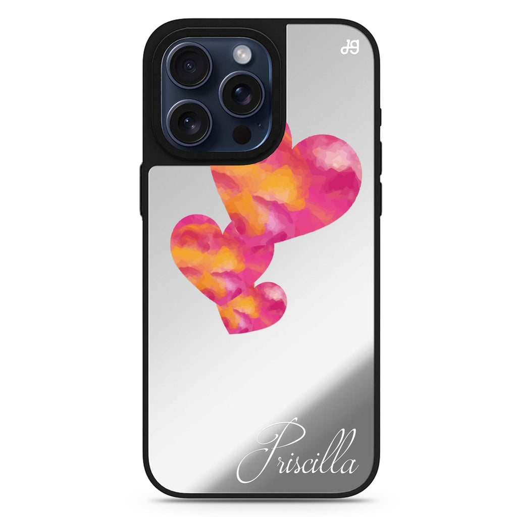 Red Hearts #1 personalized name MagSafe mirror case for iPhone 16/15/14 Pro Max and Pro, main view
