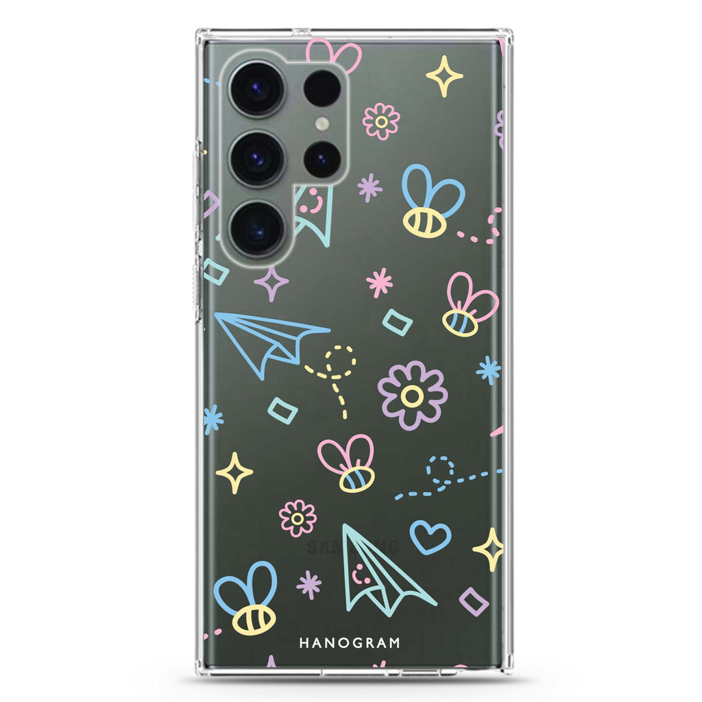 Playful Patterns Samsung Galaxy S26/S25/S24/S23/S22 Ultra ultra clear case, transparent design, main view