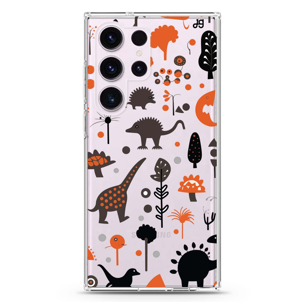 Jurassic Joy Samsung Galaxy S26/S25/S24/S23/S22 Ultra ultra clear case, transparent design, main view