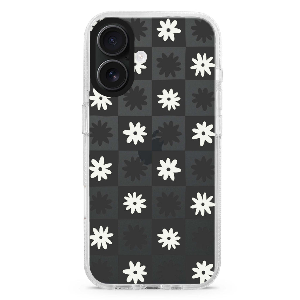 Flowers Style 6 iPhone 16 and 16 Plus ultra clear case, transparent floral artwork, front product view