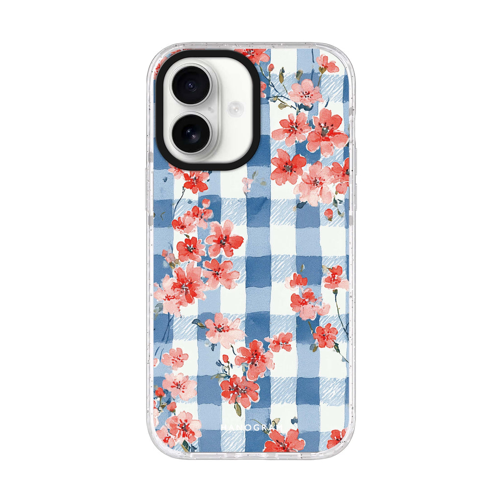 Gingham Bloom iPhone 17 ultra clear MagSafe case, front product view