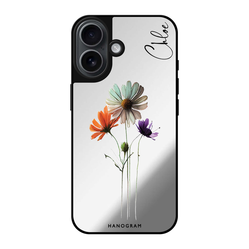 Reflective iPhone 16 Mirror Case –A watercolour floral Design