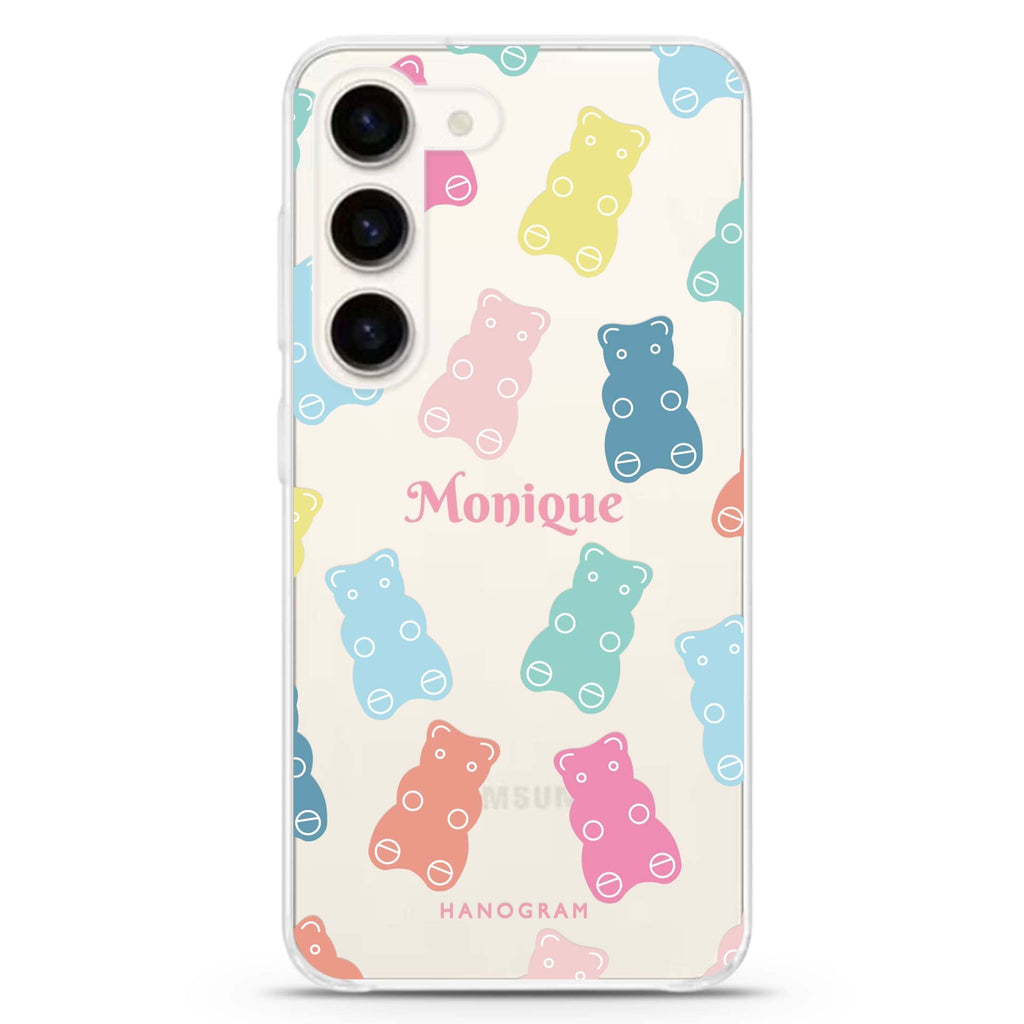 Sweet Dream Bear personalized ultra-clear case for Samsung Galaxy S23/S22, front view