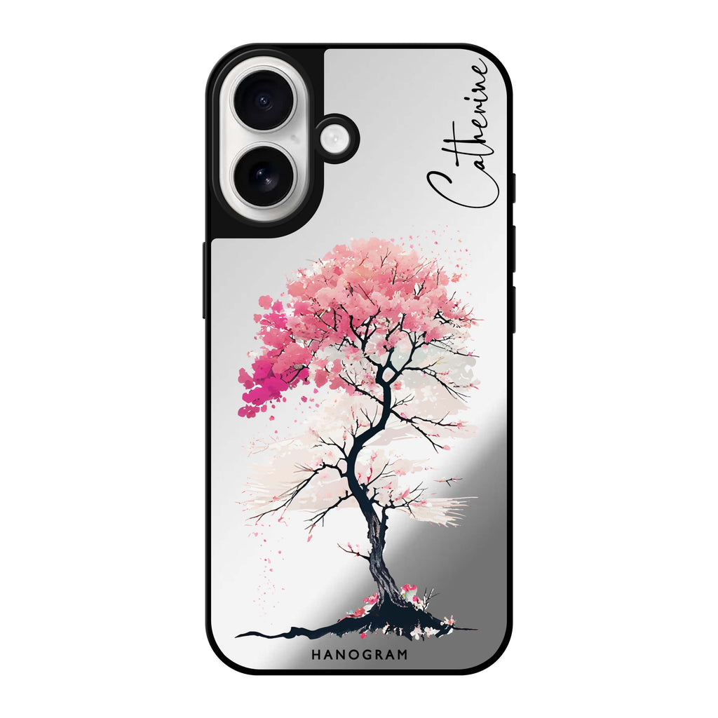 Reflective iPhone 16 Mirror Case –A Cherry tree Design