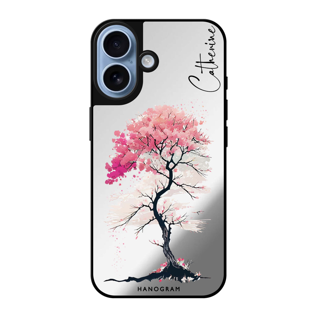 Reflective iPhone 16 Mirror Case –A Cherry tree Design
