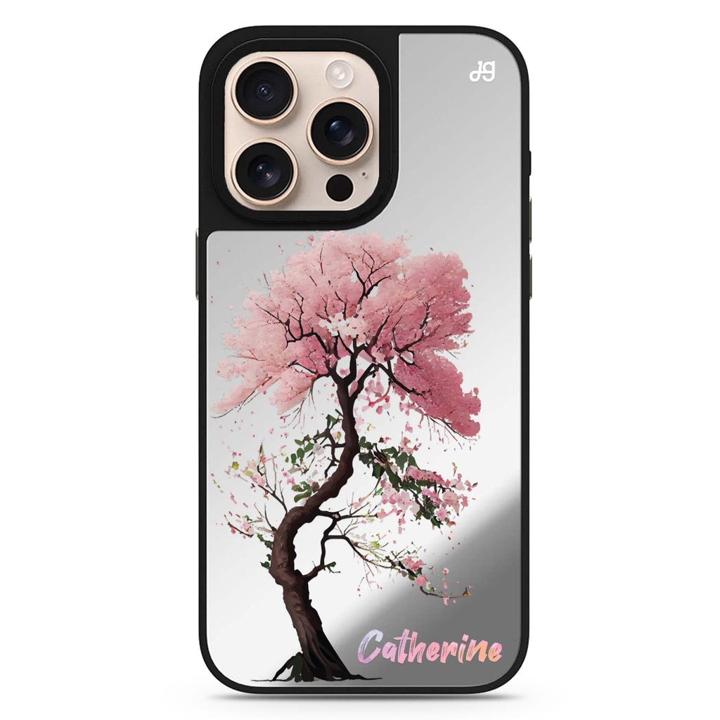 Cherry Tree personalized name floral design iPhone 16/15/14 Pro Max & Pro mirror case