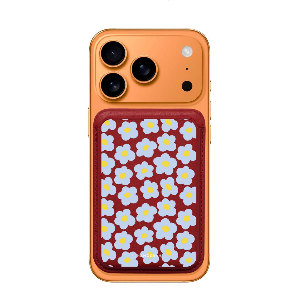 Flowers Pattern MagSafe wallet for iPhone, slim magnetic card holder, main view