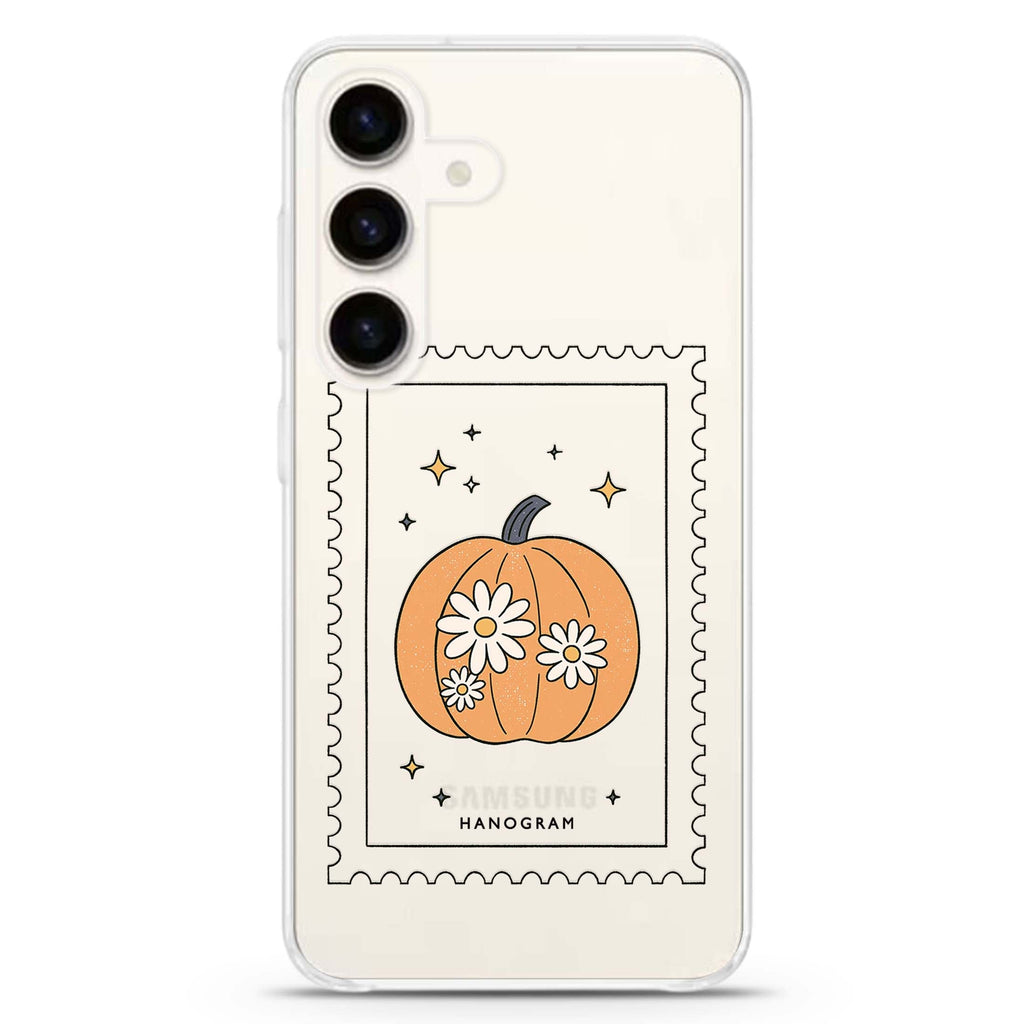 Postmarked Pumpkin Samsung Galaxy Ultra Clear Case — front view