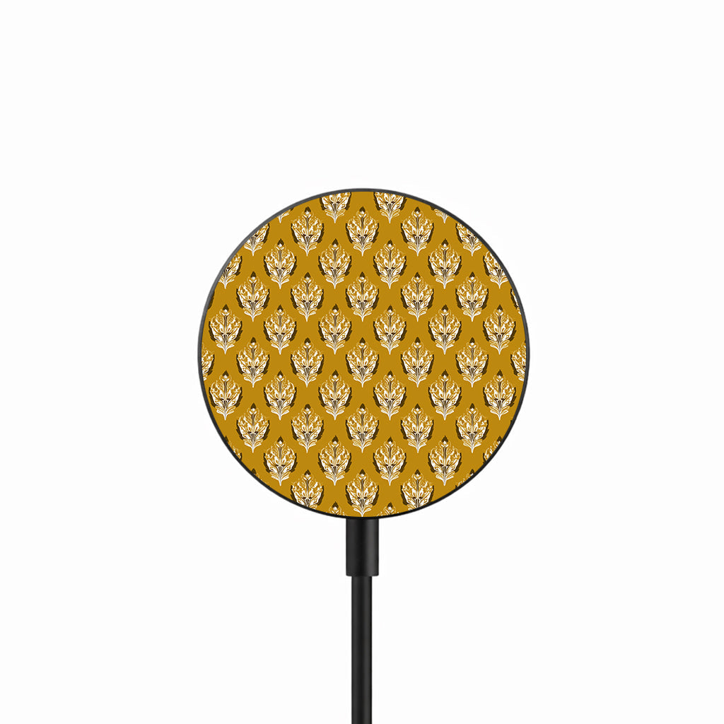 Golden Leaf Motif 25W Qi2.2 magnetic wireless charger front view