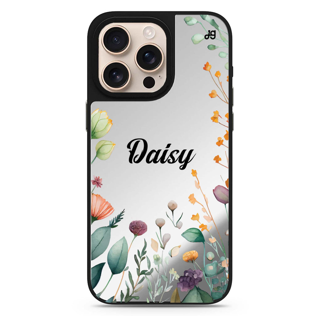 Beautiful Garden personalized name floral design iPhone 16/15/14 Pro Max & Pro mirror case