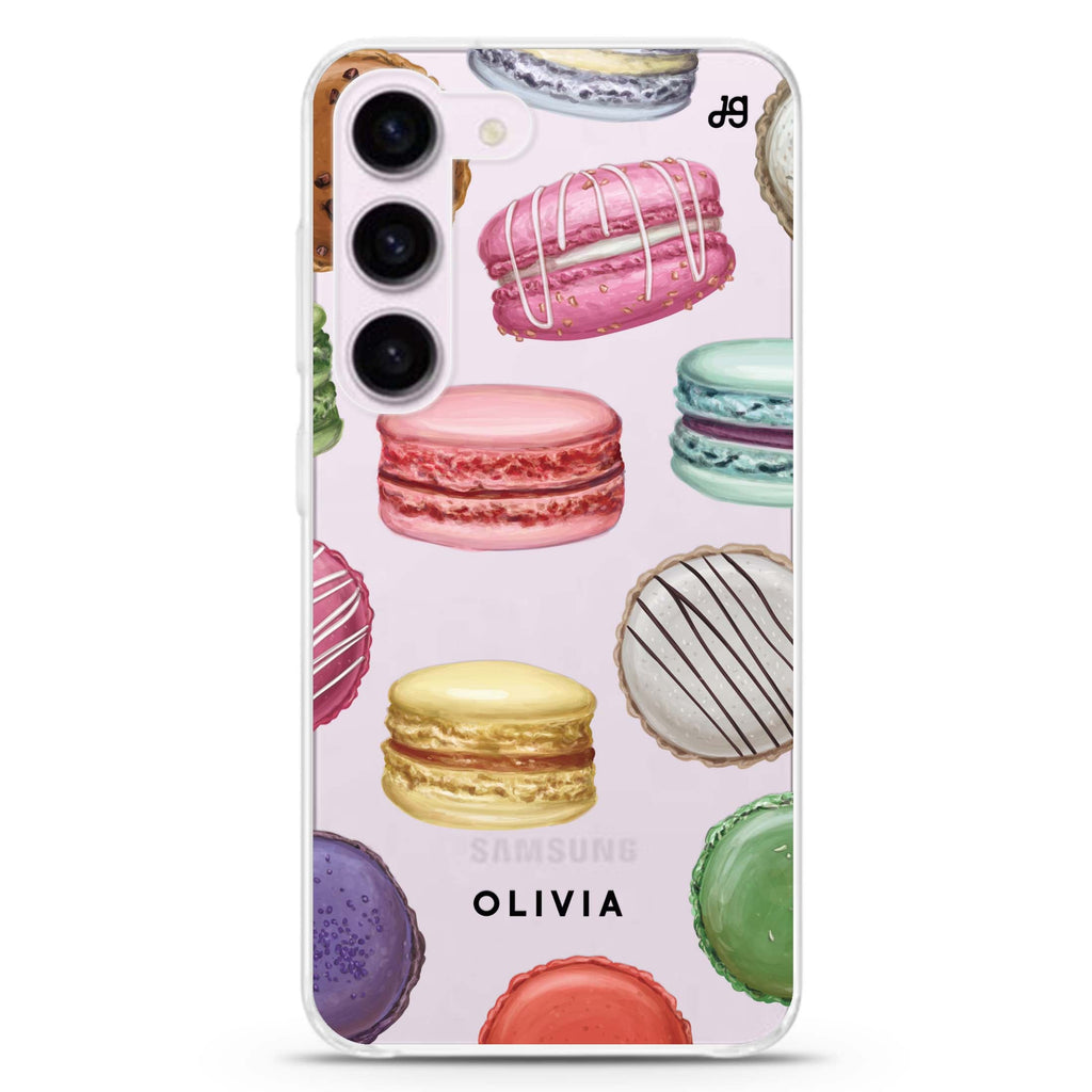Macarons Land personalized ultra-clear case for Samsung Galaxy S23/S22, front view