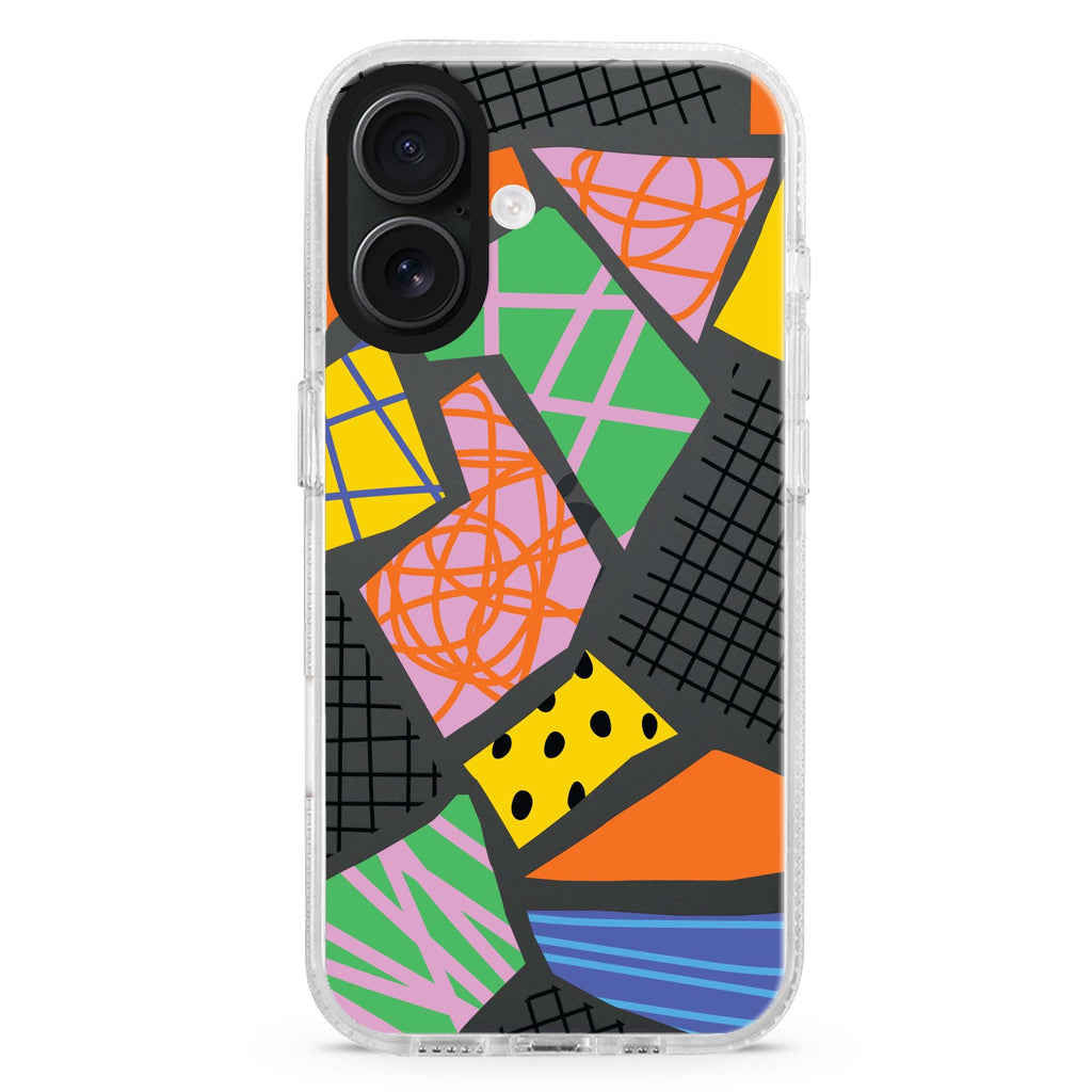 Flowers Pattern Style 4 iPhone 16 and 16 Plus ultra clear case, transparent floral artwork, front product view