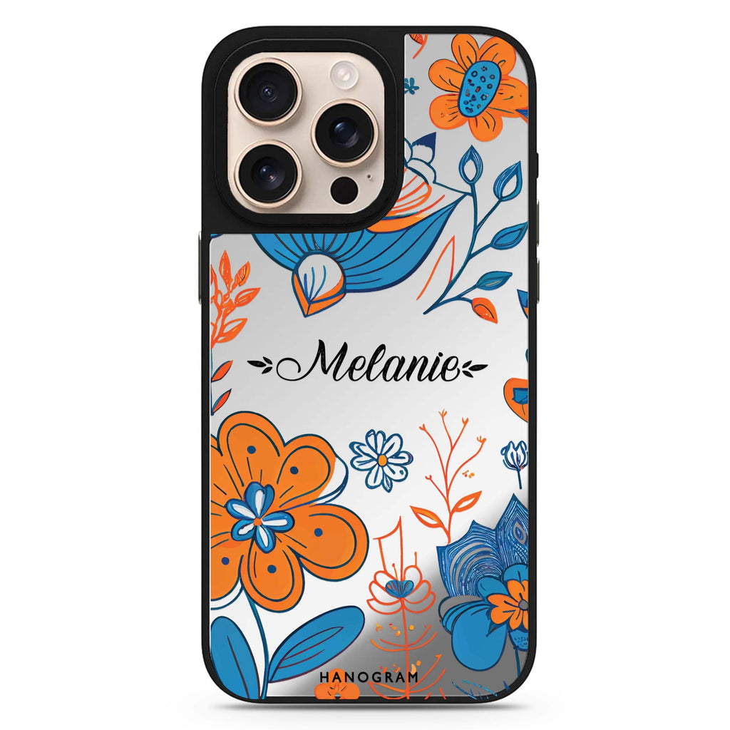 Floral Pattern Design 2 personalized name floral design iPhone 16/15/14 Pro Max & Pro mirror case
