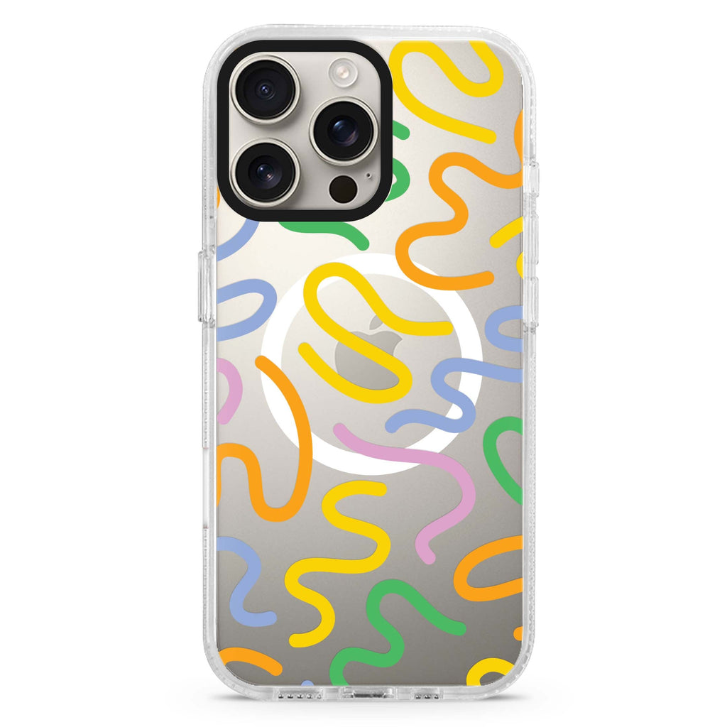 Abstract Doodles MagSafe Compatible iPhone 16 Pro Ultra Clear Case - Personalized and Stylish Protection