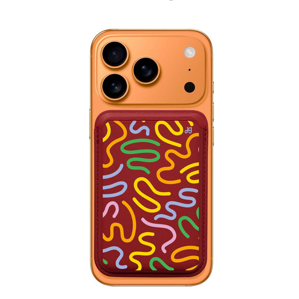 Abstract Doodles MagSafe wallet for iPhone, slim magnetic card holder, main view