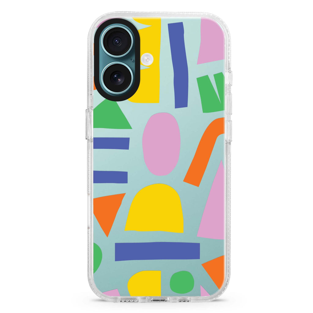 Abstract Doodles Style 5 iPhone 16 and 16 Plus ultra clear case, transparent artistic artwork, front product view