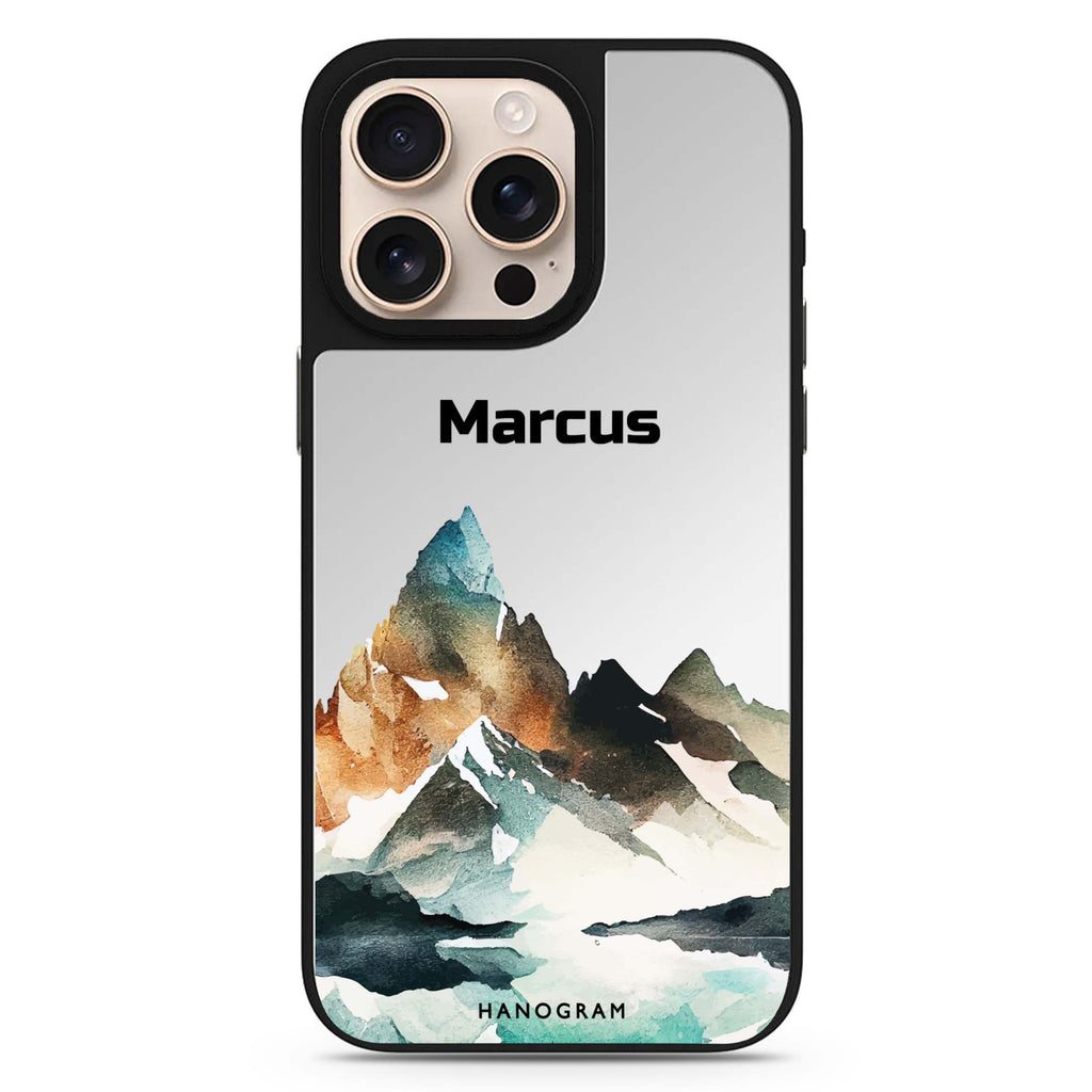 Hills personalized name sleek reflective design iPhone 16/15/14 Pro Max & Pro mirror case