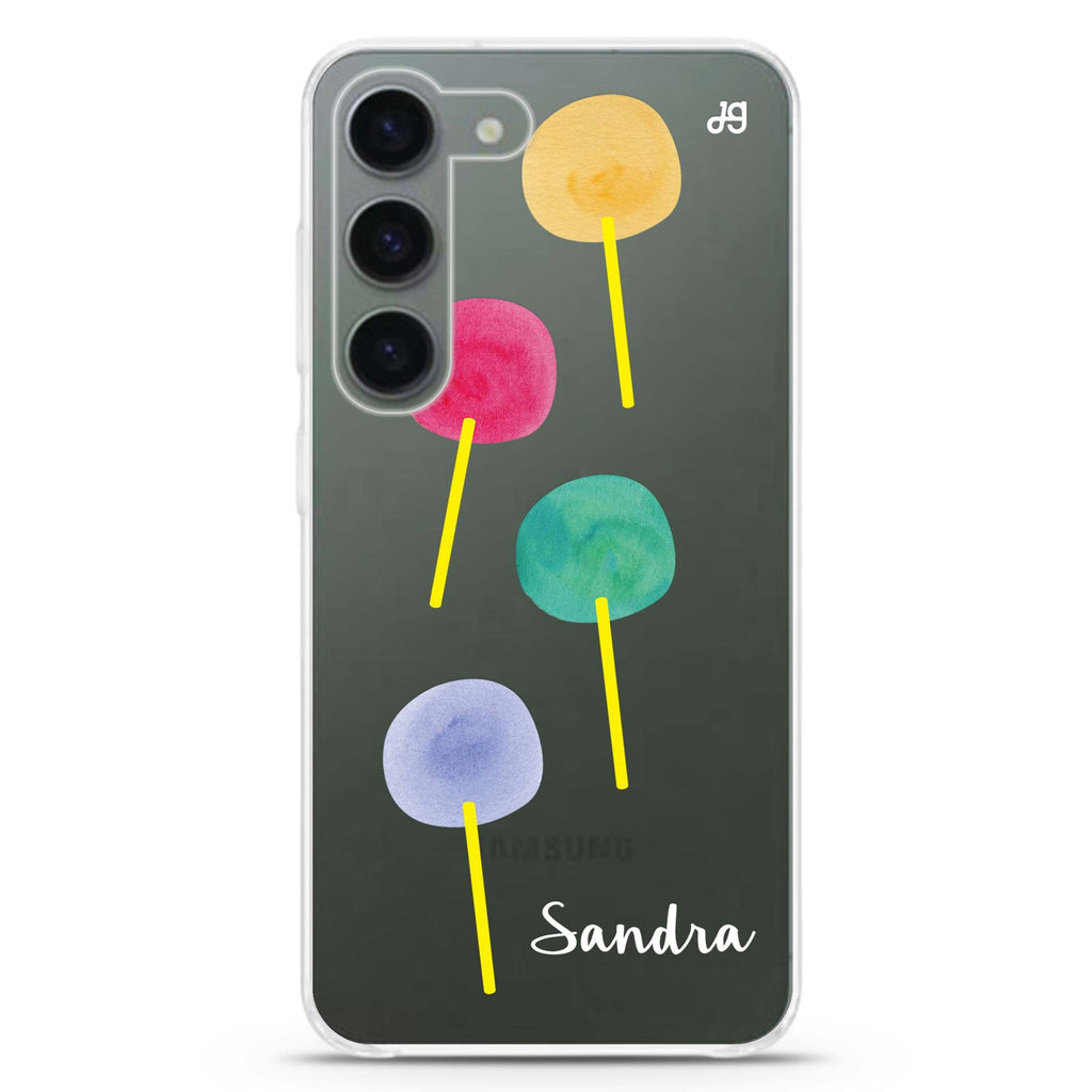 Colorful Candy I personalized ultra-clear case for Samsung Galaxy S23/S22, front view