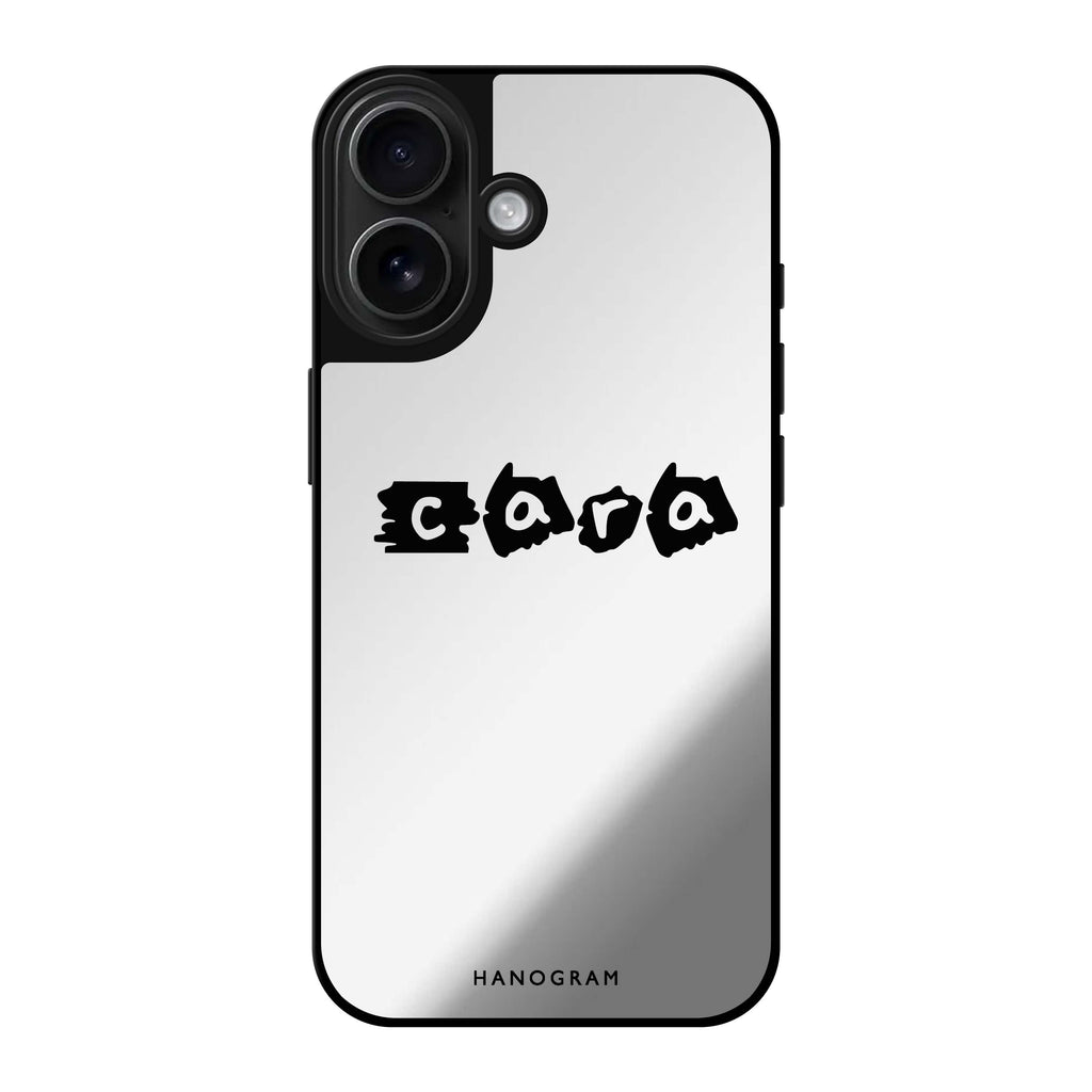Reflective iPhone 16 Mirror Case –Sticker Custom Name Design