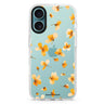 Golden Drift iPhone 16 and 16 Plus ultra clear case, transparent graphic artwork, front product view