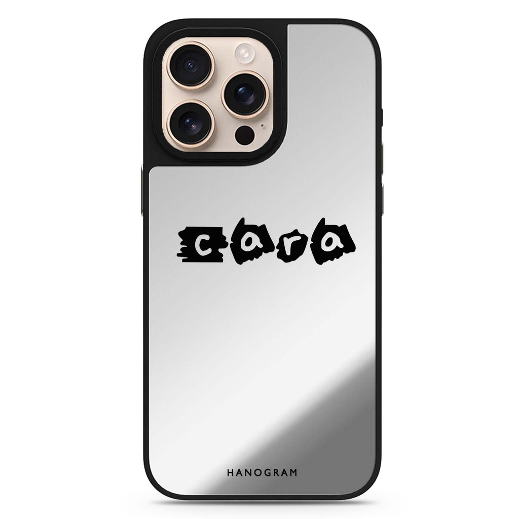 Sticker Custom Name personalized name sleek reflective design iPhone 16/15/14 Pro Max & Pro mirror case