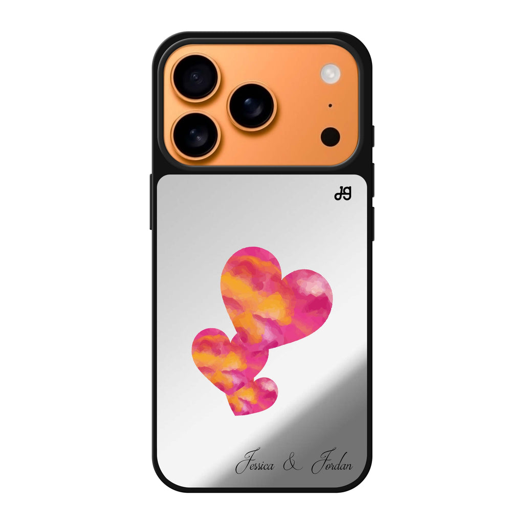Red Hearts #2 personalized name red valentines heart romantic iPhone 17 Pro Max mirror case