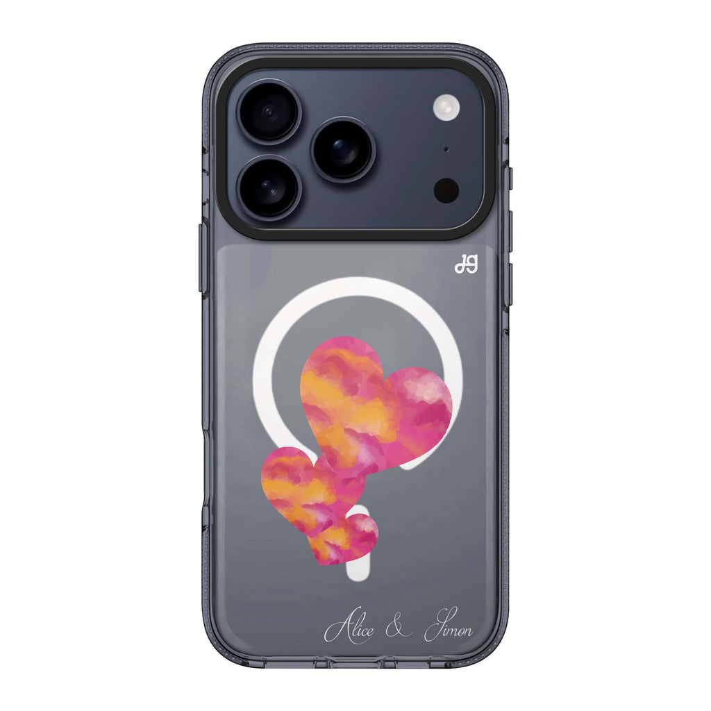 Red Hearts Style 2 personalized name red heart romantic Valentine iPhone 17 Pro Max ultra clear case