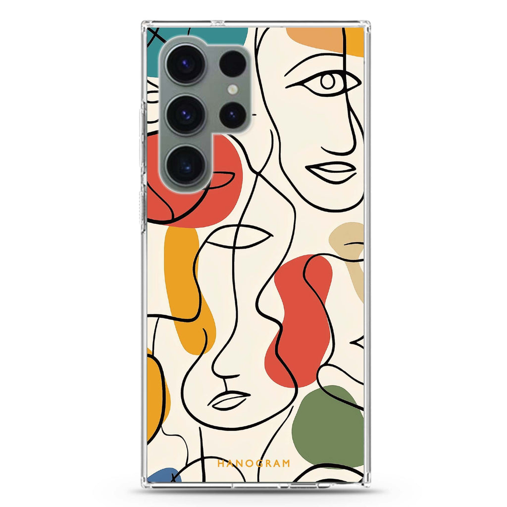 Faces of Joy Samsung Galaxy S26/S25/S24/S23/S22 Ultra ultra clear case, transparent design, main view