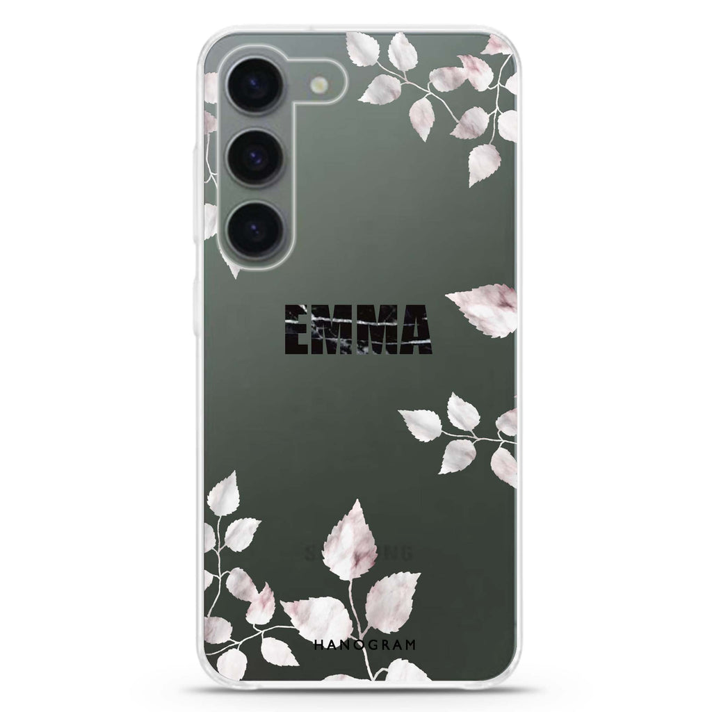 Life Simple Floral personalized ultra-clear case for Samsung Galaxy S23/S22, front view