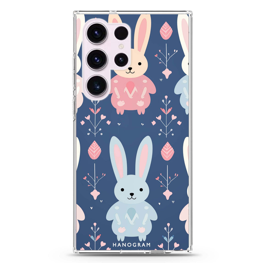 Bunny Bliss Samsung Galaxy S26/S25/S24/S23/S22 Ultra ultra clear case, transparent design, main view