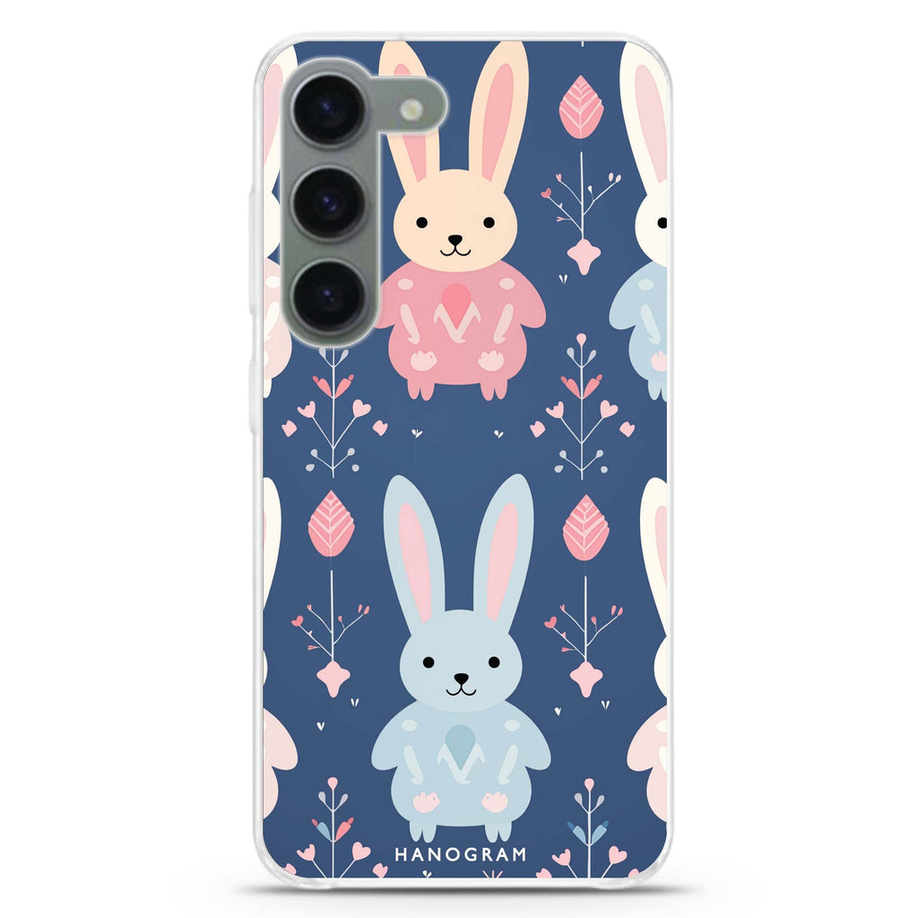 Bunny Bliss ultra-clear case for Samsung Galaxy S23/S22, front view