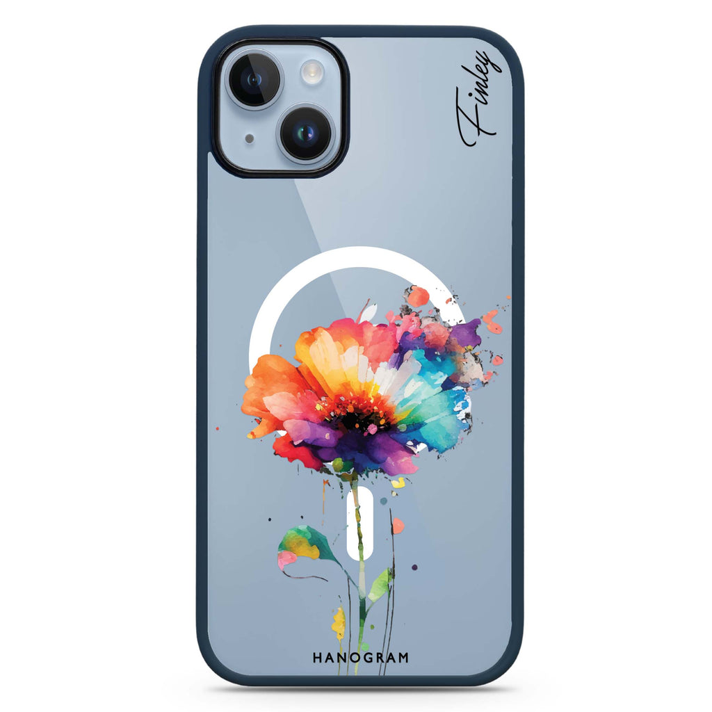 A Beautiful Watercolour Flower iPhone 14 Plus MagSafe Compatible Impact Guard Bumper Case