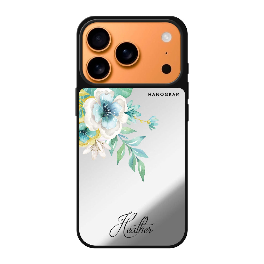 Watercolor Flowers personalized name flower floral watercolor iPhone 17 Pro Max mirror case