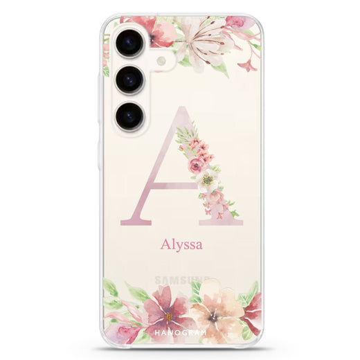 Pretty Floral custom name iPhone 16/15/14 Pro Max & Pro ultra clear case floral design, front product view