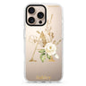 Golden Floral Monogram iPhone 16/15/14 Pro Max & Pro ultra clear case floral design, front product view