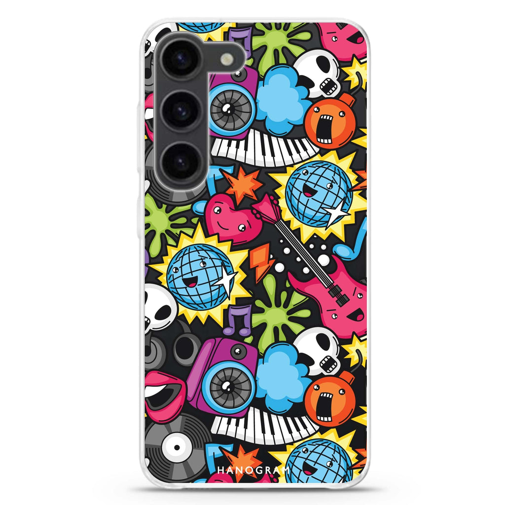 Music Time ultra-clear case for Samsung Galaxy S23/S22, front view