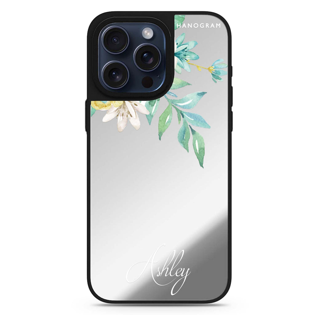 Watercolor Flowers personalized name MagSafe mirror case for iPhone 16/15/14 Pro Max and Pro, main view