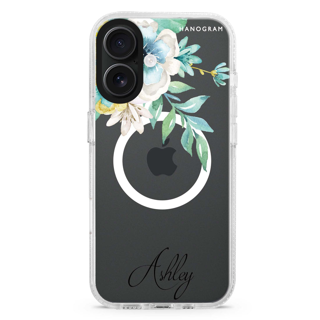 Watercolor Flowers MagSafe Compatible iPhone 16 Ultra Clear Case - Personalized and Stylish Protection