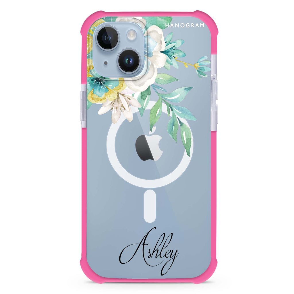 Watercolor Flowers iPhone 15 Plus MagSafe Compatible Ultra Shockproof Case