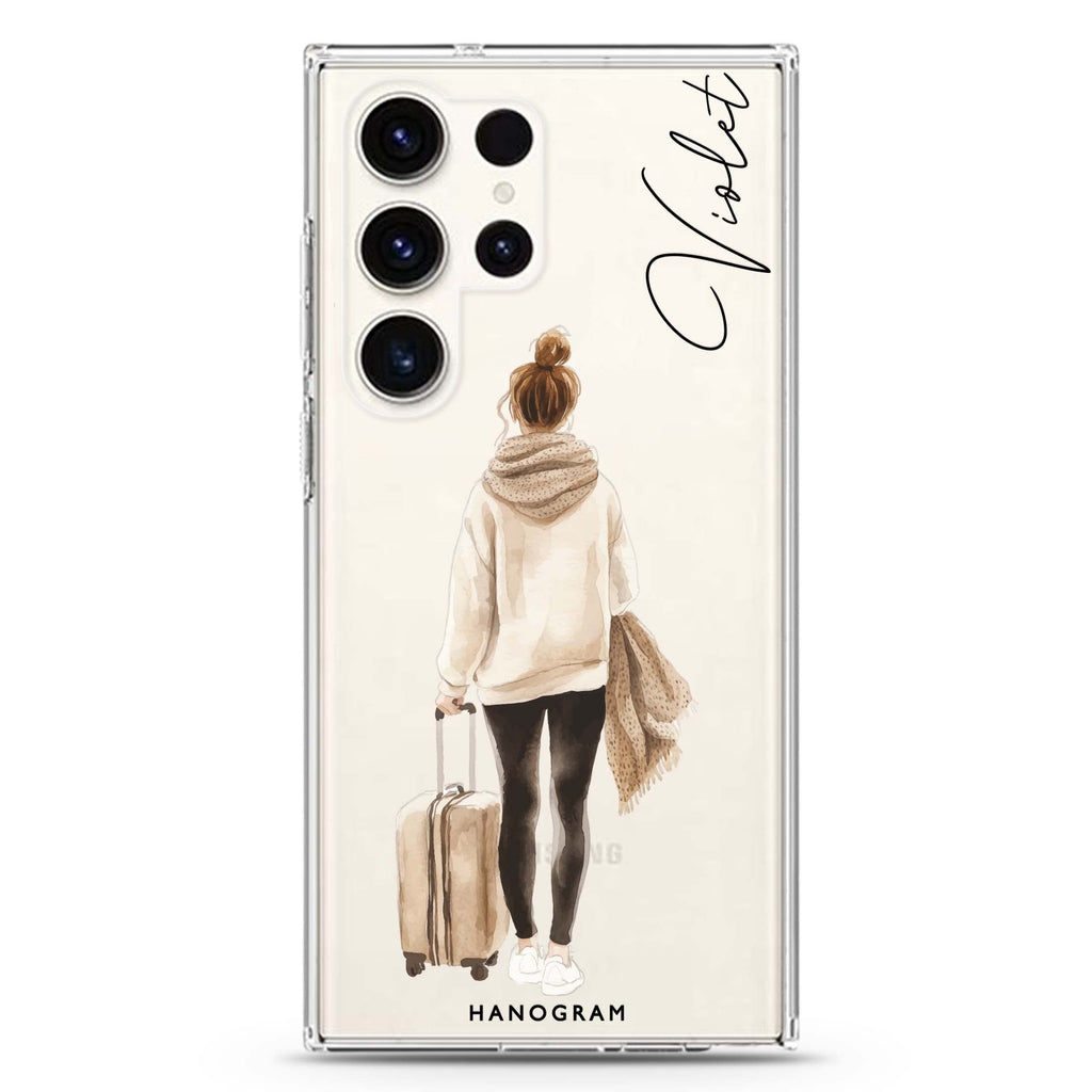 Weekend Stroll personalized name Samsung Galaxy S26/S25/S24/S23/S22 Ultra ultra clear case, transparent design, main view