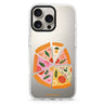 Pastel Pizza Dream iPhone 16/15/14 Pro Max & Pro ultra clear case food and nature illustration, front product view
