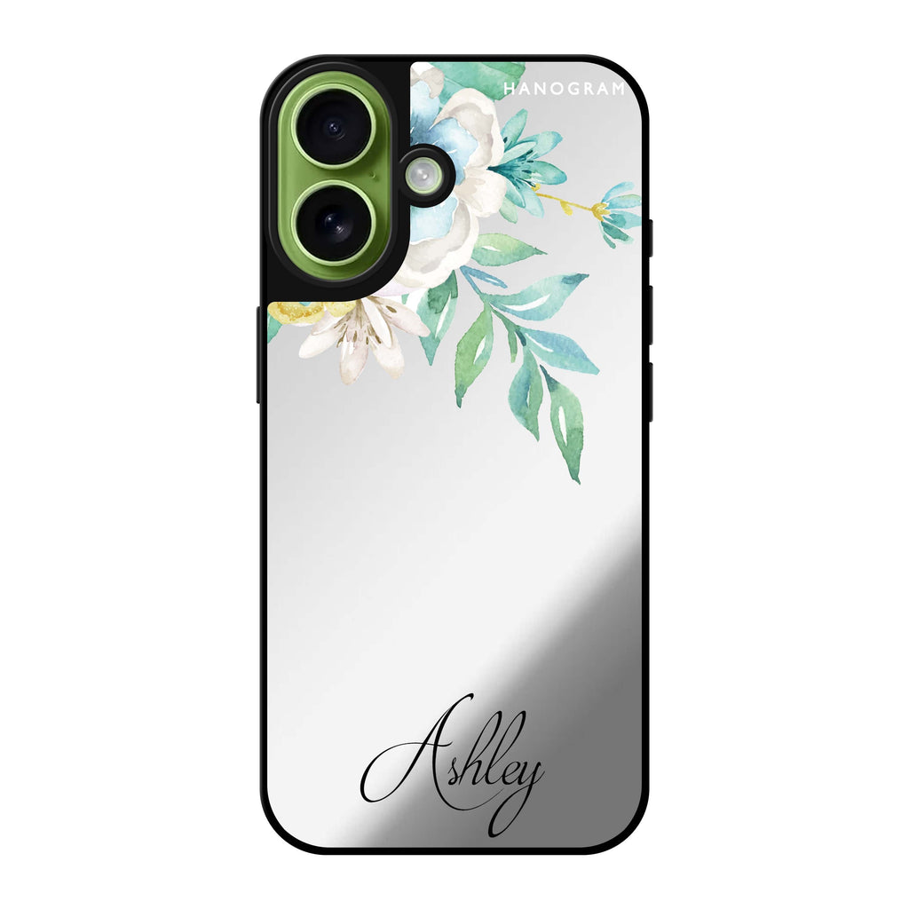 Reflective iPhone 16 Mirror Case –Watercolor Flowers Design