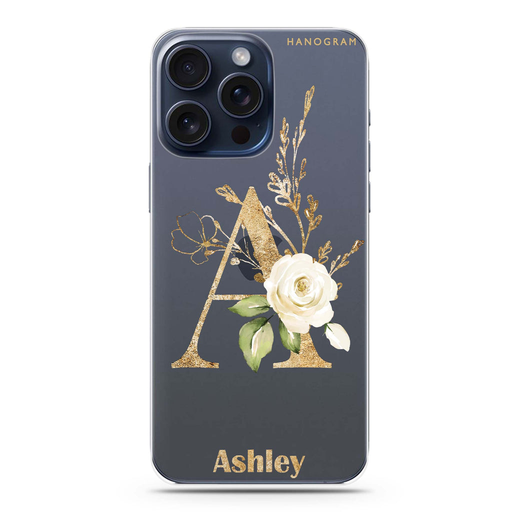 Golden Floral Monogram iPhone Ultra Clear Case
