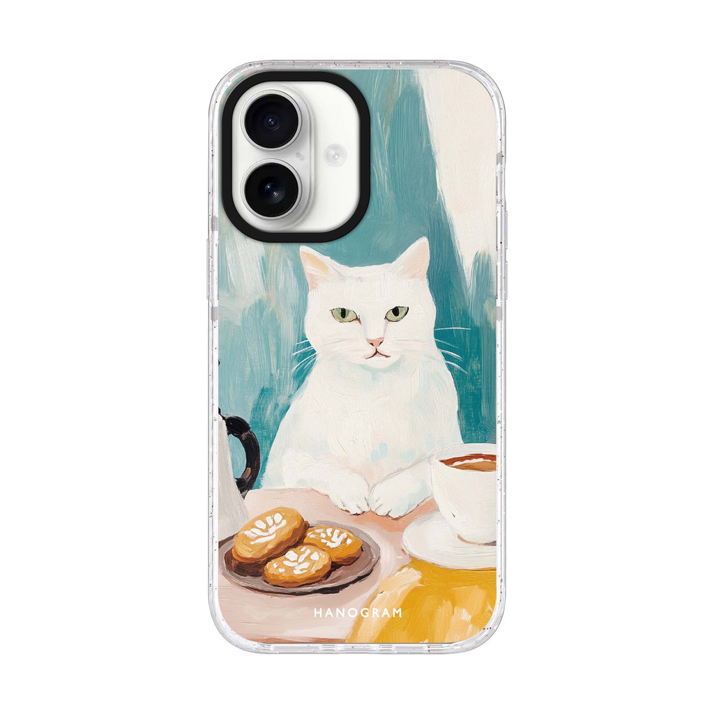 Coffee with Whiskers iPhone 17 ultra clear MagSafe case, front product view