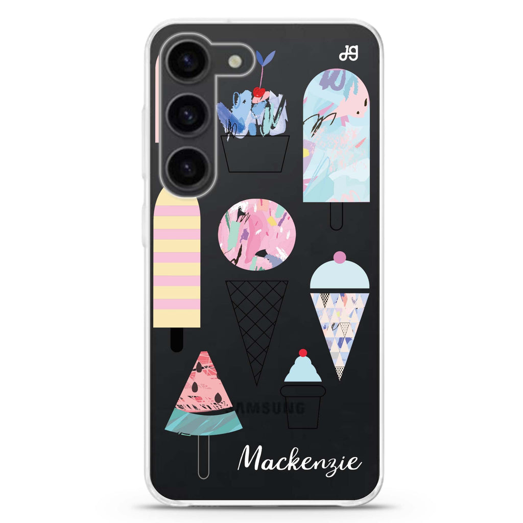 Artistic Ice cream II personalized ultra-clear case for Samsung Galaxy S23/S22, front view