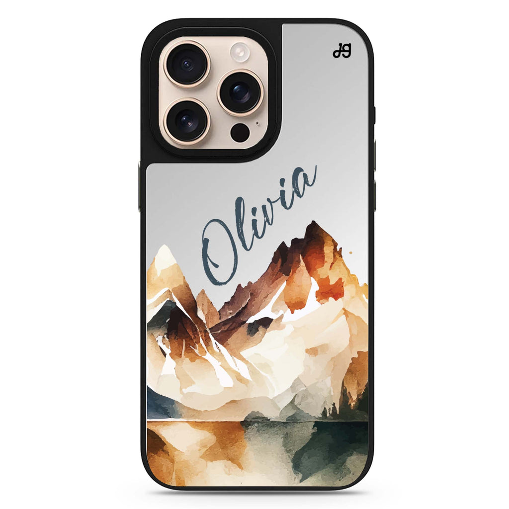 Hills Drawing personalized name sleek reflective design iPhone 16/15/14 Pro Max & Pro mirror case