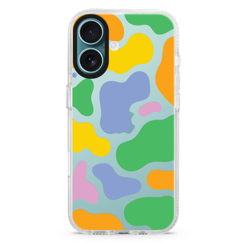 Abstract Doodles iPhone 16 and 16 Plus ultra clear case, transparent artistic artwork, front product view