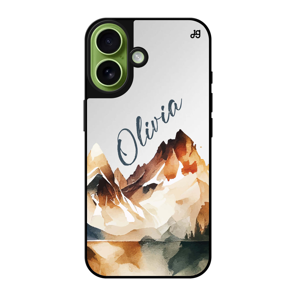 Reflective iPhone 16 Mirror Case –Hills Drawing Design